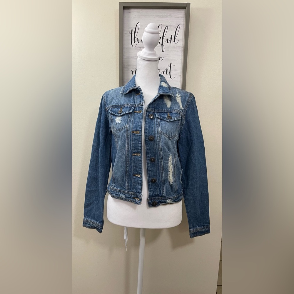 Highway Women’s Jean Denim Distressed Jacket Short Sz Small. - Picture 14 of 16